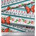 thumbnail image 2 of Soimoi Green Cotton Voile Fabric Floral & Insect Patchwork Print Sewing Fabric BTY 42 Inch Wide, 2 of 3