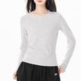 thumbnail image 2 of Lmnyox T-shirt Basique Décontracté pour Femmes à Manches Longues, Col Rond, T-Shirts Unis, Automne Hiver, Camisoles Amples, 2 of 3