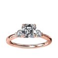 thumbnail image 1 of 0.70 Carat Excellent Asscher Cut Real Diamond New Design Three Stone Ring for Wedding Solid 18K Rose Gold Size 11, 1 of 8