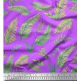 thumbnail image 1 of Soimoi Purple Poly Georgette Fabric Palm Leaves Printed Fabric 1 Yard 52 Inch Wide, 1 of 3