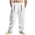 thumbnail image 3 of Styesk Men's Pants Men Casual Fashion Loose Wide Leg Pants Drawstring Pockets Beach Exercise Straight Barrel Pants, 3 of 9