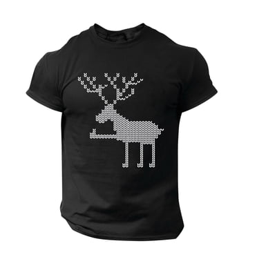LUOGENLI T-shirts pour Hommes t-Shirt de Noël pour Hommes Impression Couleur Unie Manches Courtes Grande Taille Fête Graphique Ajusté T-shirts Graphiques Pâques Noir TTTTG