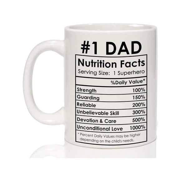 Tasse Papa - Cadeaux de la Saint-Valentin pour Papa Tasse à Café de la Part de Sa Fille Fils - Meilleurs Cadeaux pour Papa, 1 Tasse de Faits Nutritifs pour Papa - Cadeaux d'Anniversaire Joyeux Papa de la Part de Sa Fille Fils