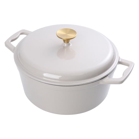 Mainstays 4.75 Quart Round Enameled Cast Iron Dutch Oven with Lid White, Hand Wash Only