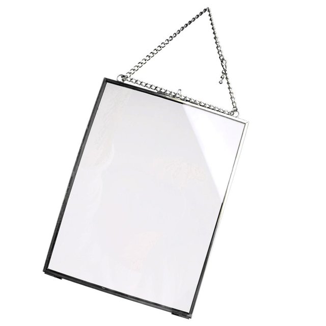 jifeng Brass Glass Hanging Photo Picture Frame Portrait Decor 6x8in