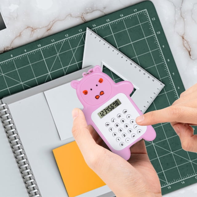 JWshufel Cute Bear Handheld Calculator Battery Powered Portable Design Suit for Students Schools Classroom Ergonomic Non-Slip Buttons Large Display Easy Use Lightweight Long Lasting