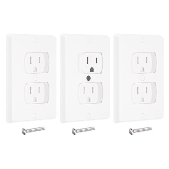 3 Pack Outlet Covers, Plug Covers Self-Closing Safety Proof Outlet Cove Electric Plug Protectors Safety Socket Cover Protector White