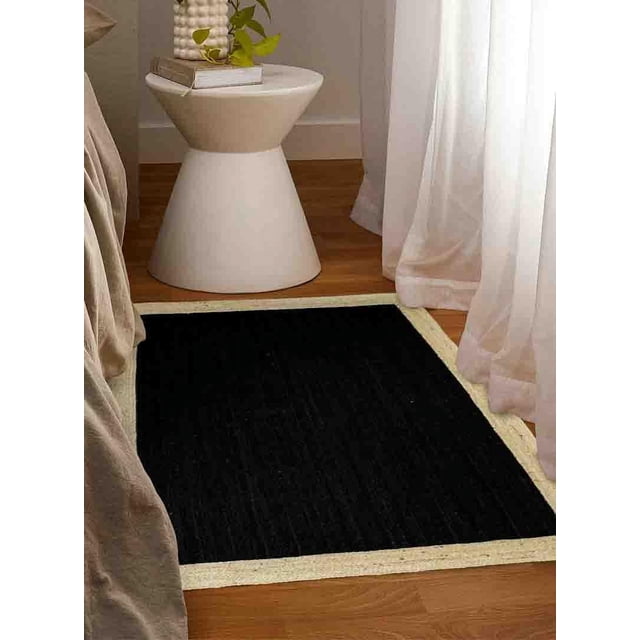 Indian Handmade Braided Inner Black Natural Jute Area Rug, Home Décor Rug, Jute Rug for Bedroom, Dining Room, living room, Doormat Rug Size - 7' x 9' (210 cm x 270 cm)