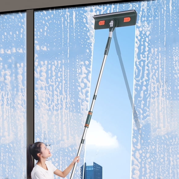 Czzoypi 3 in 1 Window Squeegee Cleaner, 56 Inch Extendable Shower Squeegee with Scraper, Multi-Purpose Glass Cleaning Tool for Indoor Outdoor Windows Windshield Bathroom Tiles, Green