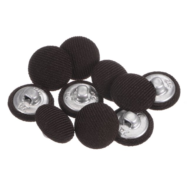 Unique Bargains 10pcs 24L Fabric Cloth Covered Button 15mm Round Metal Shank Sewing Buttons for Suits Dress Blouses, Brown