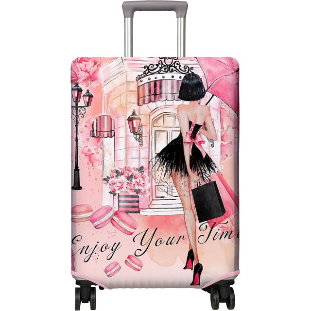 Travel Luggage Cover Suitcase Protector Fits 18-32 Inch Luggage Wheel Covers Patterned Travel Related Items Flower Luggage Protector Elastic Luggage Anti-scratch Suitcase Cover S