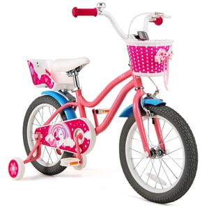 Gymax 16 Inch Kids Bike Children’s Bicycle w/ Training Wheels & Storage Basket & Doll Seat