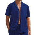 thumbnail image 2 of EOYWHK Mens Short Sleeve Shirt Lightweight Button Down Cardigan Solid Color Summer Hawaiian Shirt with Pockets, 2 of 6