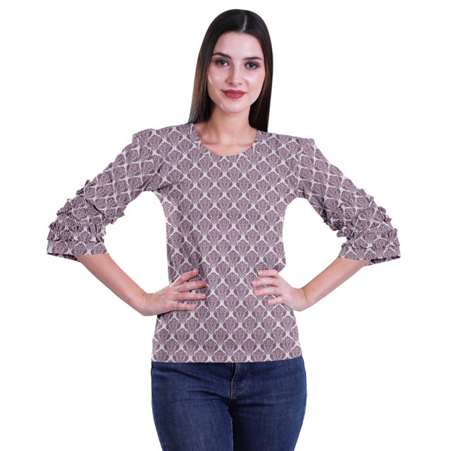 Moomaya T-Shirts Décontractés pour Femmes en Coton Grande Taille à Manches 3 /4 à Col Rond