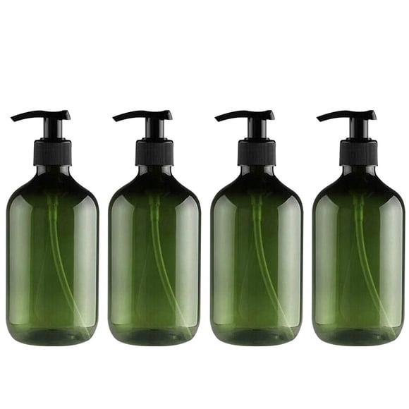 Bovemsi Clearance 4PCS Transparent PET Plastic Bottles With Black Screw Caps, Recyclable 300 ML