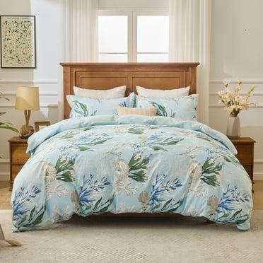 Kingrest Ensemble de Housse de Couette Simple de Luxe à Imprimé Floral, Doux et Respirant 100 % Coton Biologique, Ensemble de Literie Simple 3 Pcs, Housse de Couette Simple Confortable à Motif avec Fermeture Éclair