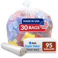 thumbnail image 1 of Reli. 95 Gallon Trash Bags Heavy Duty | 30 Trash Bags | Super Sizeable Clear Garbage For Serious Cleanup, 1 of 5