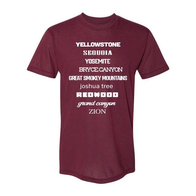 GOC Parcs Nationaux USA-Made Tri-Blend T-Shirt - Tri-Cranberry - Police Blanche - M