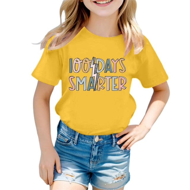 Pyjamas pour Filles Taille 12 Shorts Camisole pour Tout-Petits Mode Décontractée Imprimé Col Rond Manches Courtes T-Shirt Haut