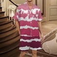 thumbnail image 2 of Men's Gradient Printed Satin Short Sleeve Button Up Pajama Loungewear Set for Comfortable Sleep and Relaxation at Home, 2 of 4
