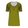 thumbnail image 3 of AherBiu Women Tops Stretchy Slim Tight Button Ribbed Knitted Short Sleeve Round Neck Basic Summer Tshirts, 3 of 4