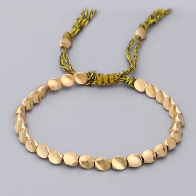 TopLLC Bracelets Tibetan Copper Bead Rope Bracelet & Bangles Unisex Wax Thread Women Bracelet