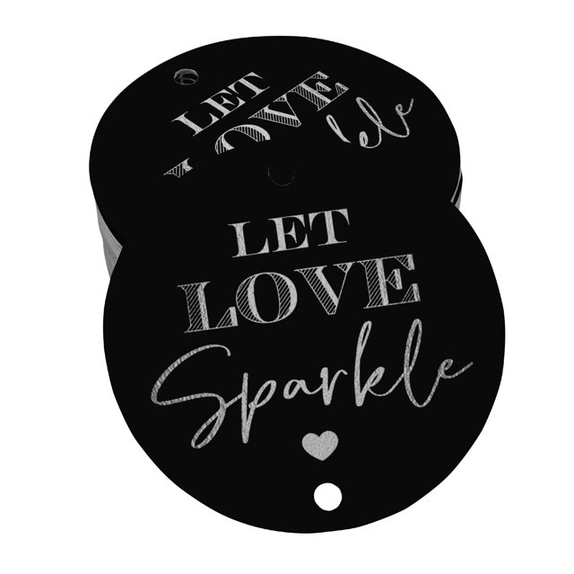 Inkdotpot Real Silver Foil Let Love Sparkle Wedding Tags Favor Hang Paper Tags 100 Pieces