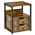 thumbnail image 1 of HOMCOM Nightstand with 2 Drawers, Industrial Side Table with Storage Shelf, Accent End Table for Bedroom, Living Room, Rustic Brown, 1 of 10