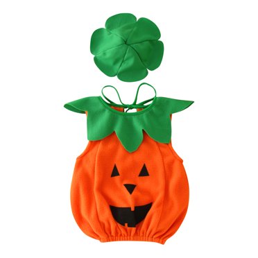 TJAZFJPA Newborn Boy Photoshoot Outfits Halloween Toddler Baby Boys Girls Clothes Sleeveless Pumpkin Vest Tops with Hat Outfits Set Toddler Boys Clothes Set Halloween Baby Clothes Sets