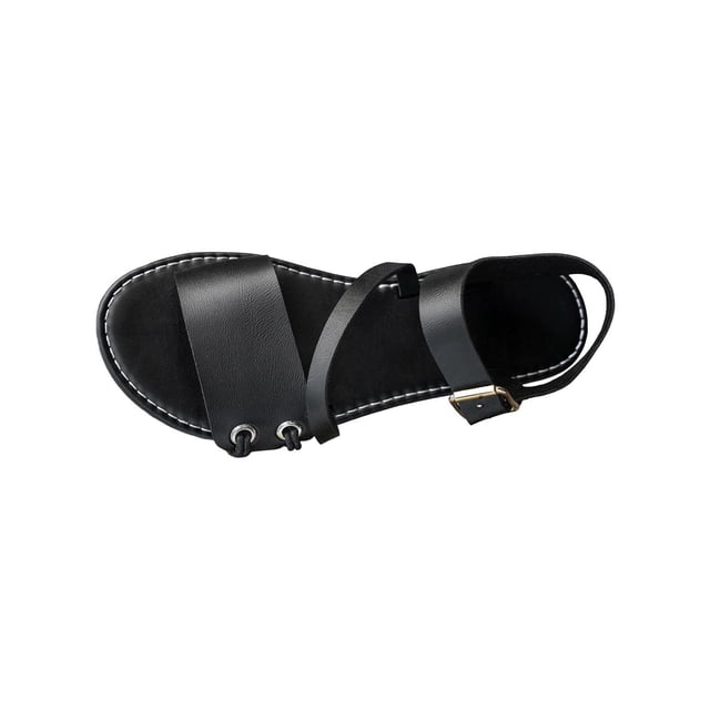 Wdhugt Womens Roman Style Flat Sandals Open Toe Buckle Strap Pu Us Size 7.5 Foot Length 9.84 Inches