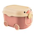 thumbnail image 3 of veasfak Cartoon Duck Shape Toy Storage Box with Wheels Storage Bin Portable Baby Clothes Red Middle, 3 of 9