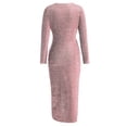 thumbnail image 4 of UPPADA Robe de Cocktail pour Femmes à Manches Longues Robe d'Invitée de Mariage Fente Latérale Jolie Robe Formelle Évasée Taille Haute Robe de Fête Robe de Bal Robe de Cocktail Liquidation en Liquidation, 4 of 6