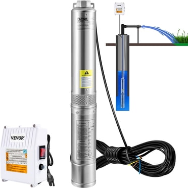 VEVOR Pompe Submersible pour Puits Profond, 2 Hp 230 V/60 Hz, 37 Gpm Tête 427 Pi, avec Cordon de 33 Pi et Boîtier de Commande Externe, Pompes à Eau en Acier Inoxydable de 4 Pouces pour Usage Industriel, Irrigation et Domestique, Étanchéité IP68