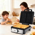 thumbnail image 2 of Dkovnck Belgian Waffle Maker 4 Slices, 1600W Waffle Iron, Double sided operation, not easy to stick to the bottom, Indicator light with knob, 2 of 7