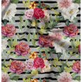 thumbnail image 1 of Soimoi Yellow polyester Crepe Fabric Stripe & Grandiflora Roses Floral Print Sewing Fabric Yard 42 Inch Wide, 1 of 4