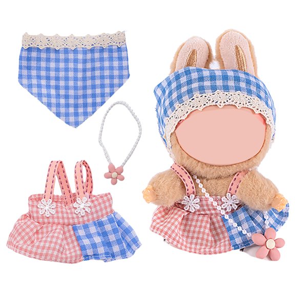 YSTIANN 17cm/15cm Doll Clothes Set - Pink & Blue Knitted Sweater & Jeans Outfit, Premium Dress-Up Fashion for Plush Dolls (No Doll Included) WJ94-3699