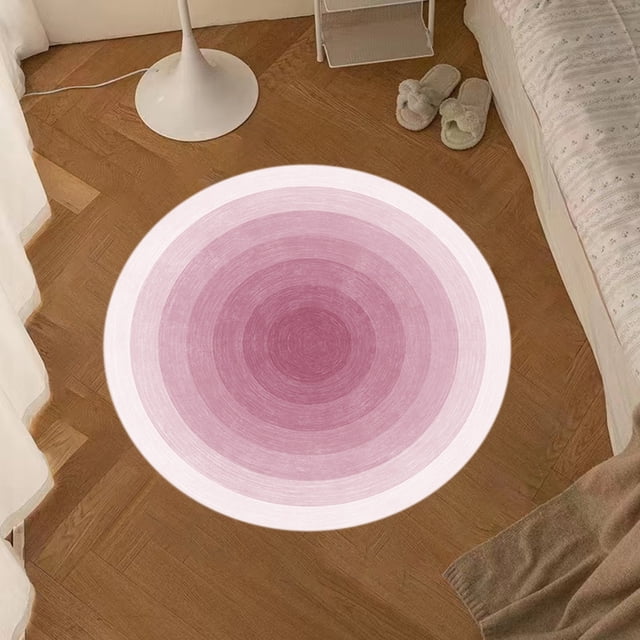 Fridja Pink Round Area Rug 15.74" for Bedroom, Machine Washable, Solid Color Soft Cozy Circle Rugs for Kids Room, Living Room Decor, Cute Carpet for Nursery Playroom Dorm Baby Teens