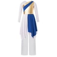 thumbnail image 3 of inlzdz Tenues de Danse Métalliques pour Filles Robe de Culte à Manches Longues avec Pantalon Ensemble pour Performance de Choeur Bleu 6, 3 of 7