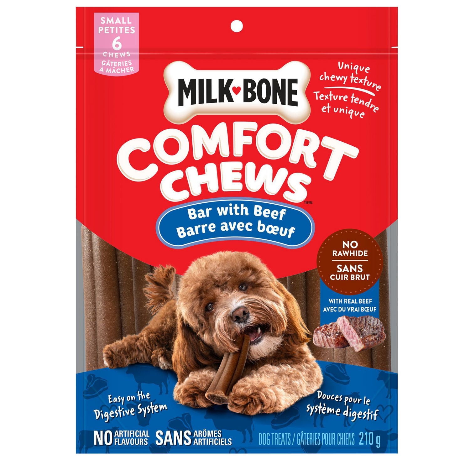 Milk-Bone Comfort Chews Bar with Beef SMALL, Dog Treats, 210g