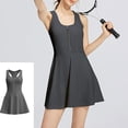 thumbnail image 2 of QATAINLAV Ventes de Rentrée Scolaire, Robe de Tennis Athlétique pour Femme avec Shorts Intégrés, Fermeture Éclair, Sans Manches, Mini Robe d'Entraînement de Golf, Combinaison de Sport de Course Extérieure, Gris m, 2 of 8