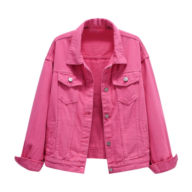 2025 Manteau Long en Denim Uni Coloré Décontracté pour Femmes Grande Taille Grande Poche Bouton Manches Roulées Veste Utilitaire Manteau en Denim Veste en Jean Courte et Longue pour Femmes