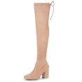 thumbnail image 1 of Unique Bargains Bottes Cuissardes à Talon Épais à Bout Rond pour Femmes, 1 of 6
