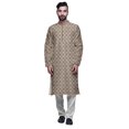 thumbnail image 1 of Atasi Mens Printed Modal Satin Indian Long Kurta With White Churidar Pajama Set, 1 of 1