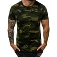 thumbnail image 1 of HIMONE Chemise Imprimée Camouflage pour Hommes Manches Courtes Été Basique Col Rond Ajusté Décontracté Taille p-5TG, 1 of 2