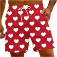 thumbnail image 1 of Penkiiy Short Décontracté pour Hommes avec Cordon de Serrage Imprimé Amour pour la Saint-Valentin m Rouge, 1 of 9