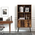 thumbnail image 3 of Gymax 2-Tier Retro Bookcase Bookshelf w/3 Compartment&2 Doors Industrial Cabinet, 3 of 10