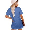 thumbnail image 2 of Nouveau T-Shirt Décontracté Col en V pour Femmes Manches Courtes Haut Ample Blouse Patchwork, 2 of 2