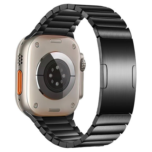 MaKTech Bracelet de Montre en Titane, Bracelet à Maillons en Métal Léger à Coins Arrondis avec Boucle Intégrée, pour Apple Watch Series 11/10/9/8/7, Ultra 3/2/1, SE 3/2/1 [2025] (46mm/45mm/44mm/49mm, Noir)