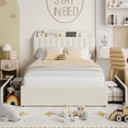 thumbnail image 4 of Eastvita Stylish/Durable Beige Queen Bed Frame Boucle Upholstered with Storage Headboard/2 Drawers/Built - in Bookcase/No Box Spring/Easy Assembly, 4 of 6
