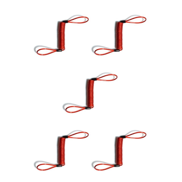 mmirethe Motorcycle Anti-lost Security Alarm Spring Ropes Lanyards Portable Scooter Reminder Cables Accessories 1.38 Meters Red 5Set